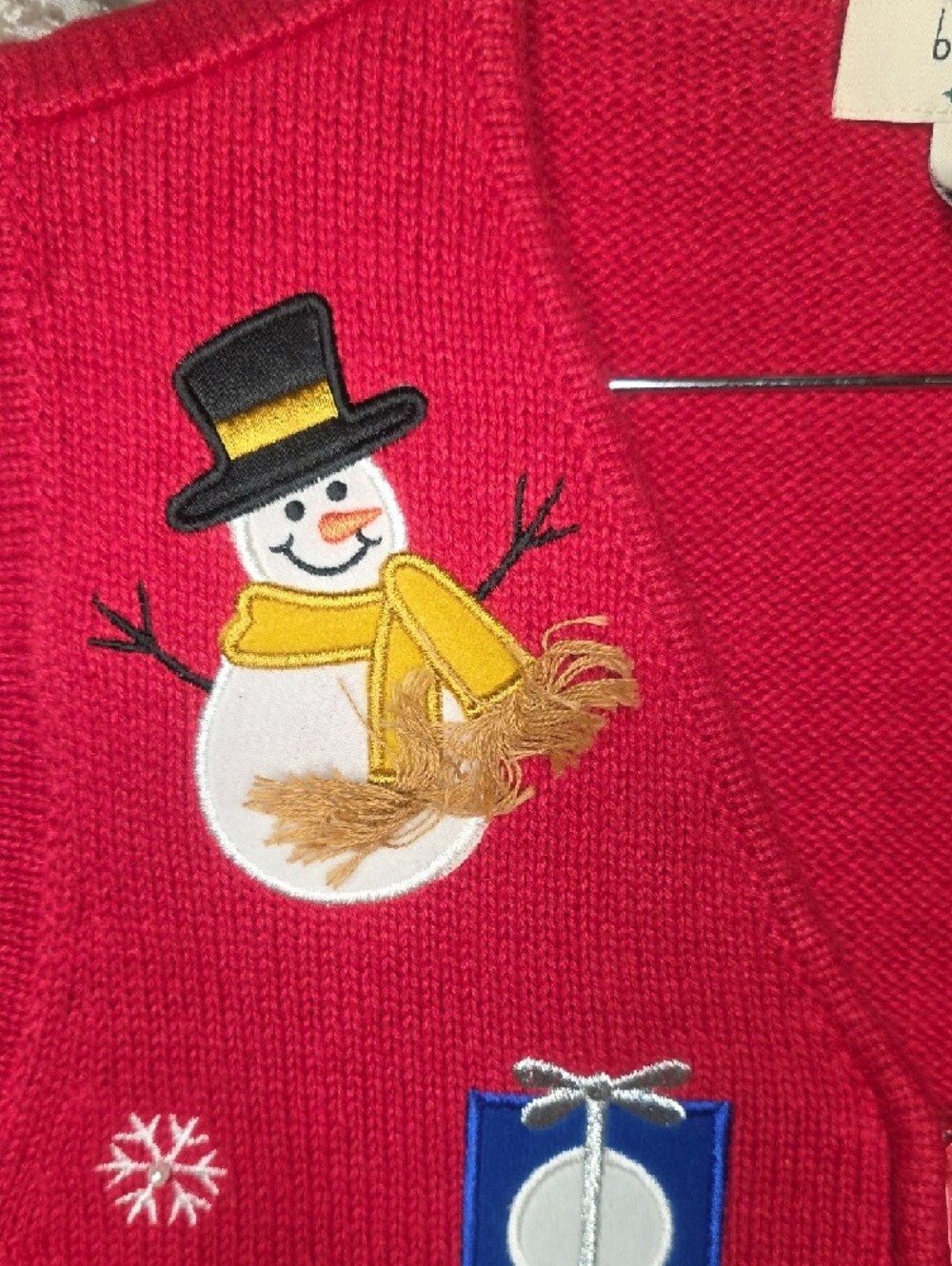 Bechamel Red Knit Holiday Sweater Vest Size S - Picture 4 of 6